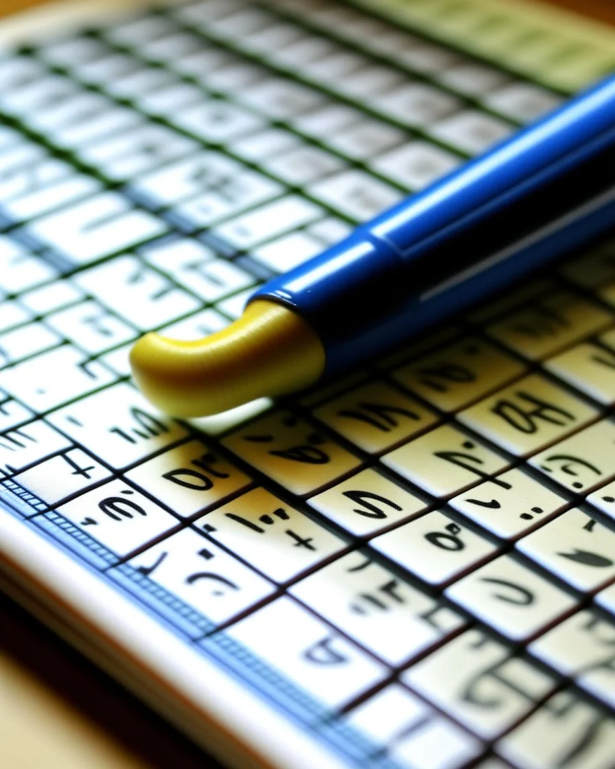 A close-up photo of a pen or pencil on top of a challenging sudoku puzzle, emphasizing the idea of actively solving the puzzles in the book.