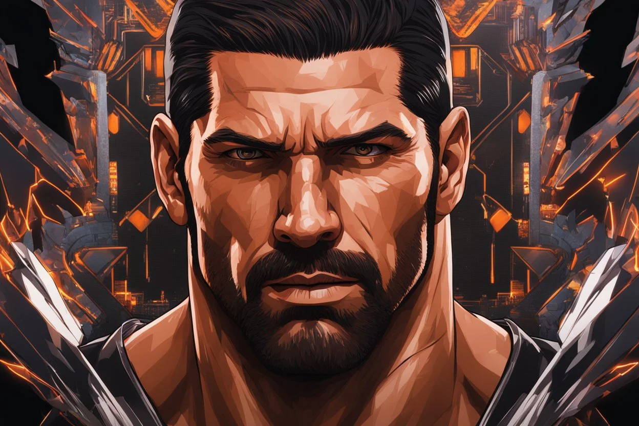 boyka in 8k anime artstyle, Scott Adkins model, neon effect, close picture, full body, apocalypse, intricate details, highly detailed, high details, detailed portrait, masterpiece,ultra detailed, ultra quality