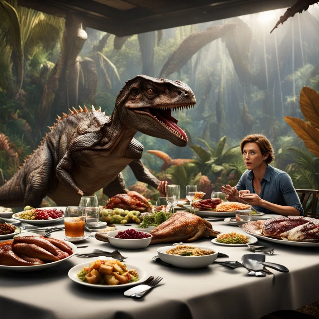 Thanksgiving dinner in Jurassic World