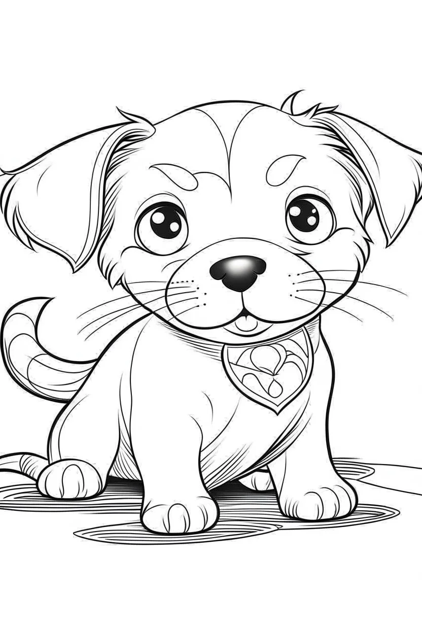 outline art for Puppy (Dog) coloring pages with sitch, white background, Sketch style, full body, only use outline, toddlers style, clean line art, white background, no shadows and clear and well outlined.