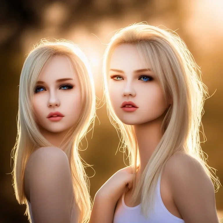 masterpiece, best quality, beautiful boy and girl, blond flutter hair, highly detailed body, sun light, 4K, RAW, depth of field, high contrast, realistic details, 150mm