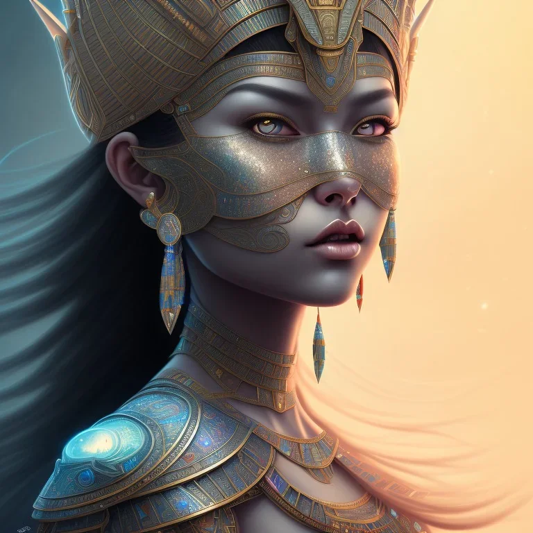 sango fantasy, fantasy magic, intricate, sharp focus, illustration, highly detailed, digital painting, concept art, matte, masterpiece head sexy Aztec beauty black hair space lady silver tiger head Egyptian princess pyramid