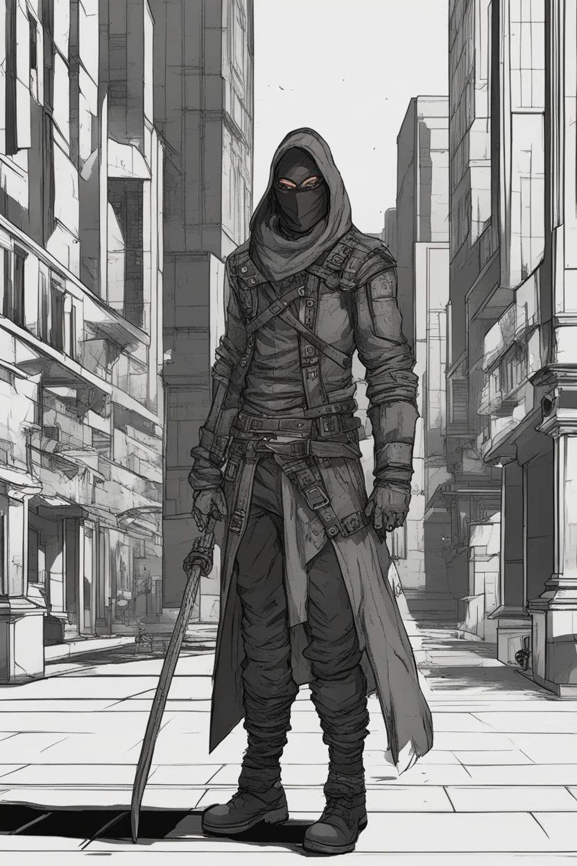 Male human rogue in a city