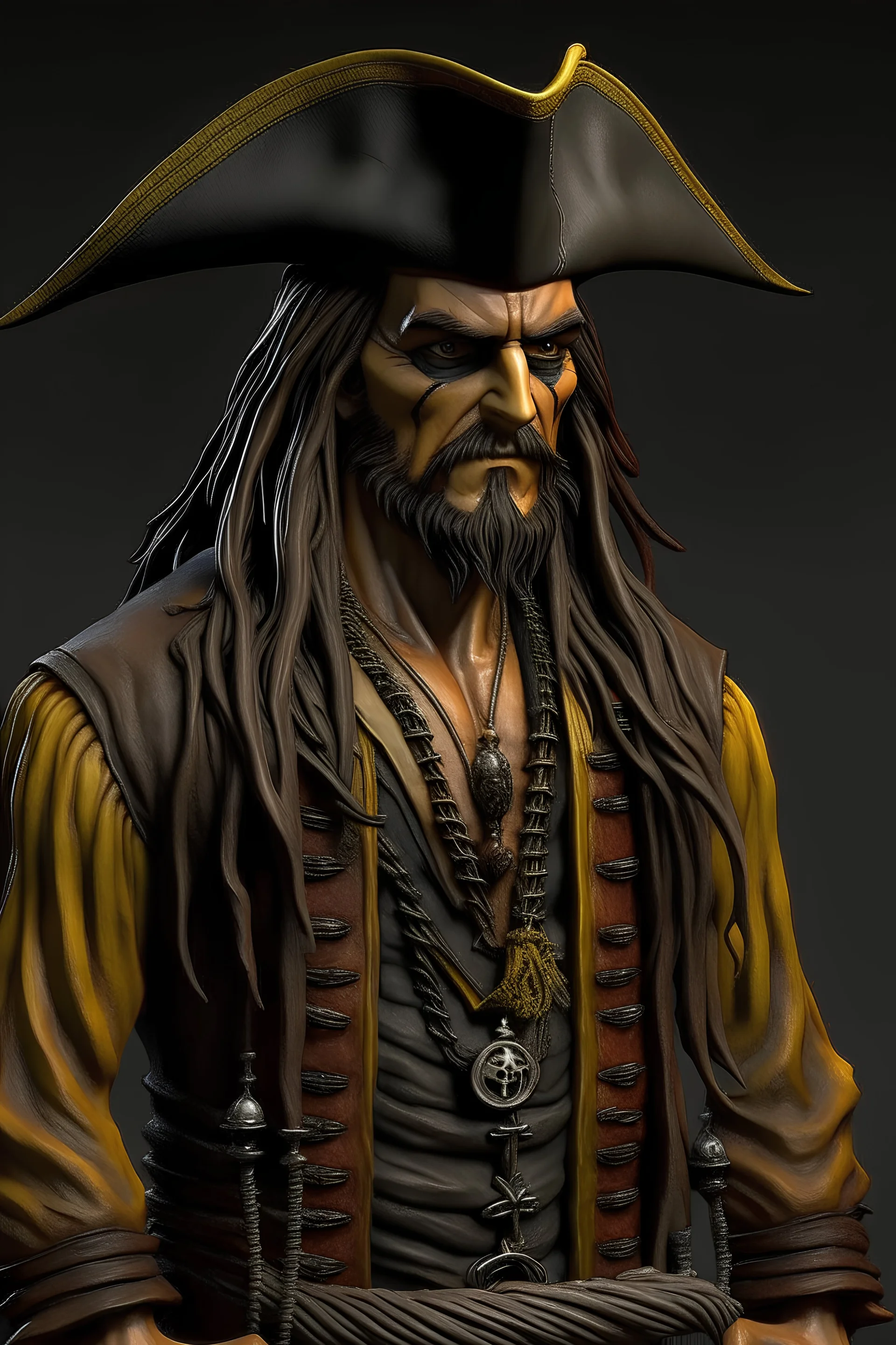 Jack Sparrow pirate, half body height ultra realistic
