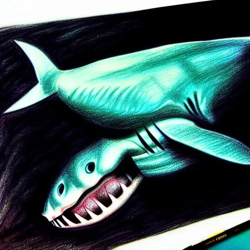 Epic Drawing of Photorealistic dramatic hyperrealistic Megalodon underwater, daylight ,ultra realistic,with scars, By Caravaggio, By Rafel ,By michelangelo 8k