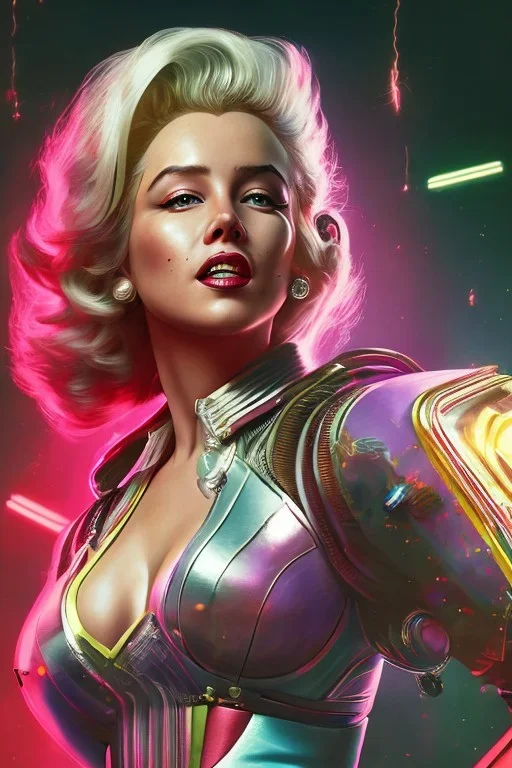 Marilyn Monroe, cyberpunk2077, photorealistic illustration, 4k