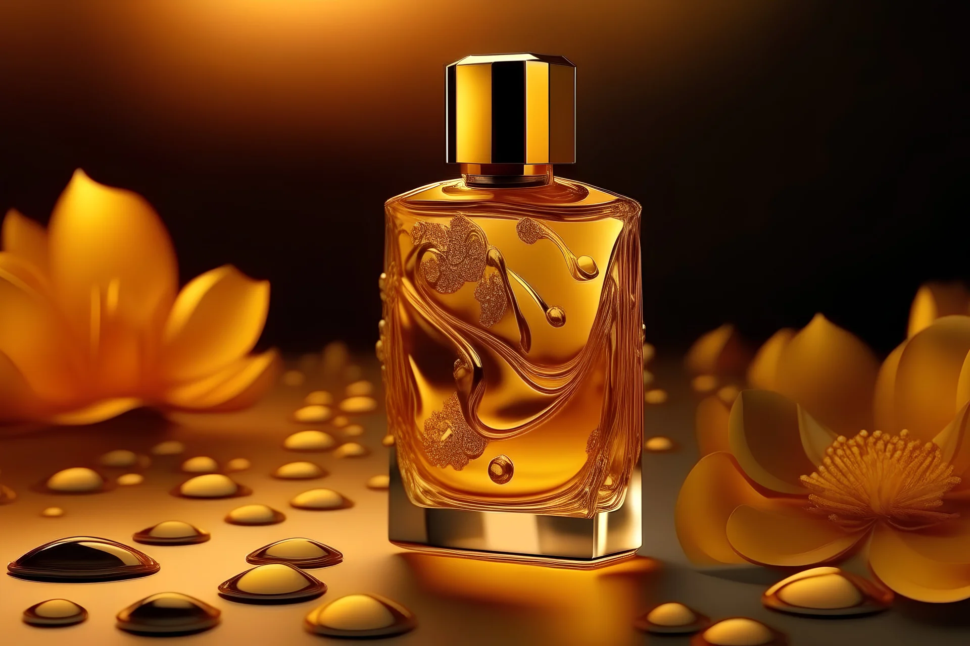 generate me an aesthetic image of perfume for Golden Glow