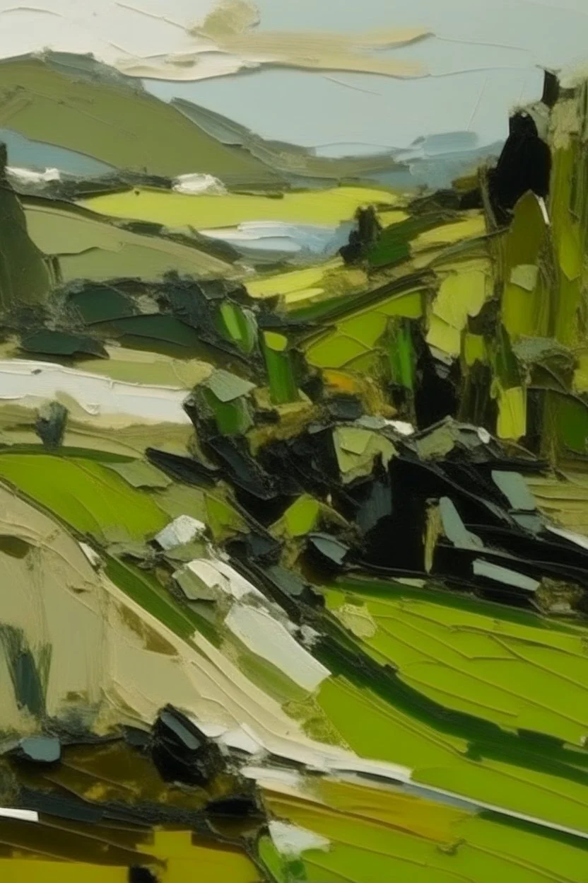 Minimalist Landscape in the style of frank auerbach
