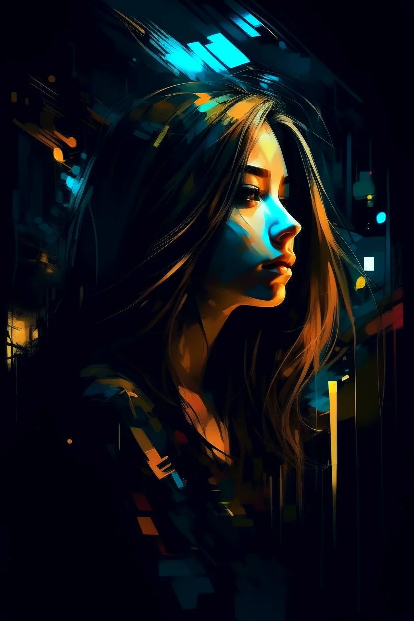 Abstract art night girl