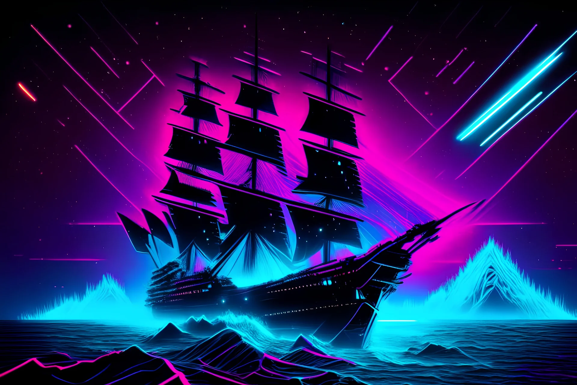 laker, frieghter, synthwave, many lasers