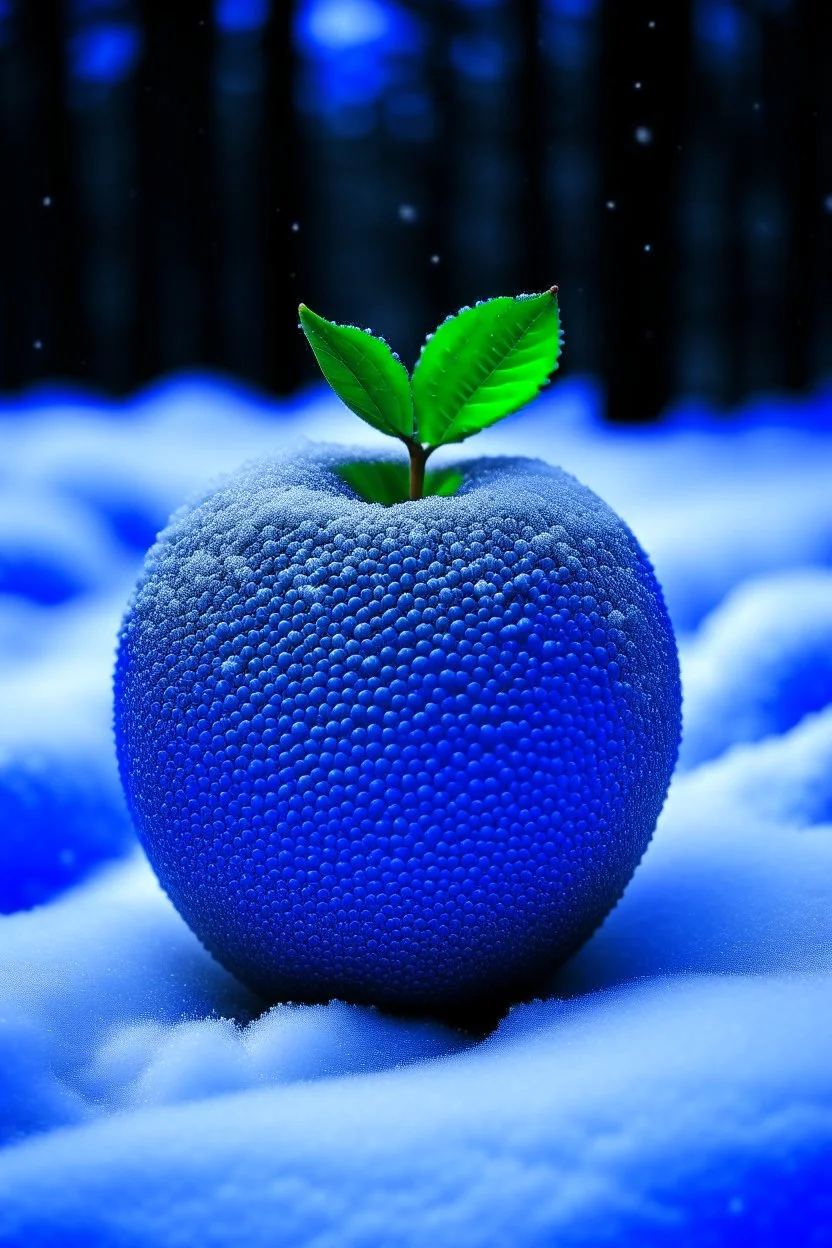 apple with snow and blue mood