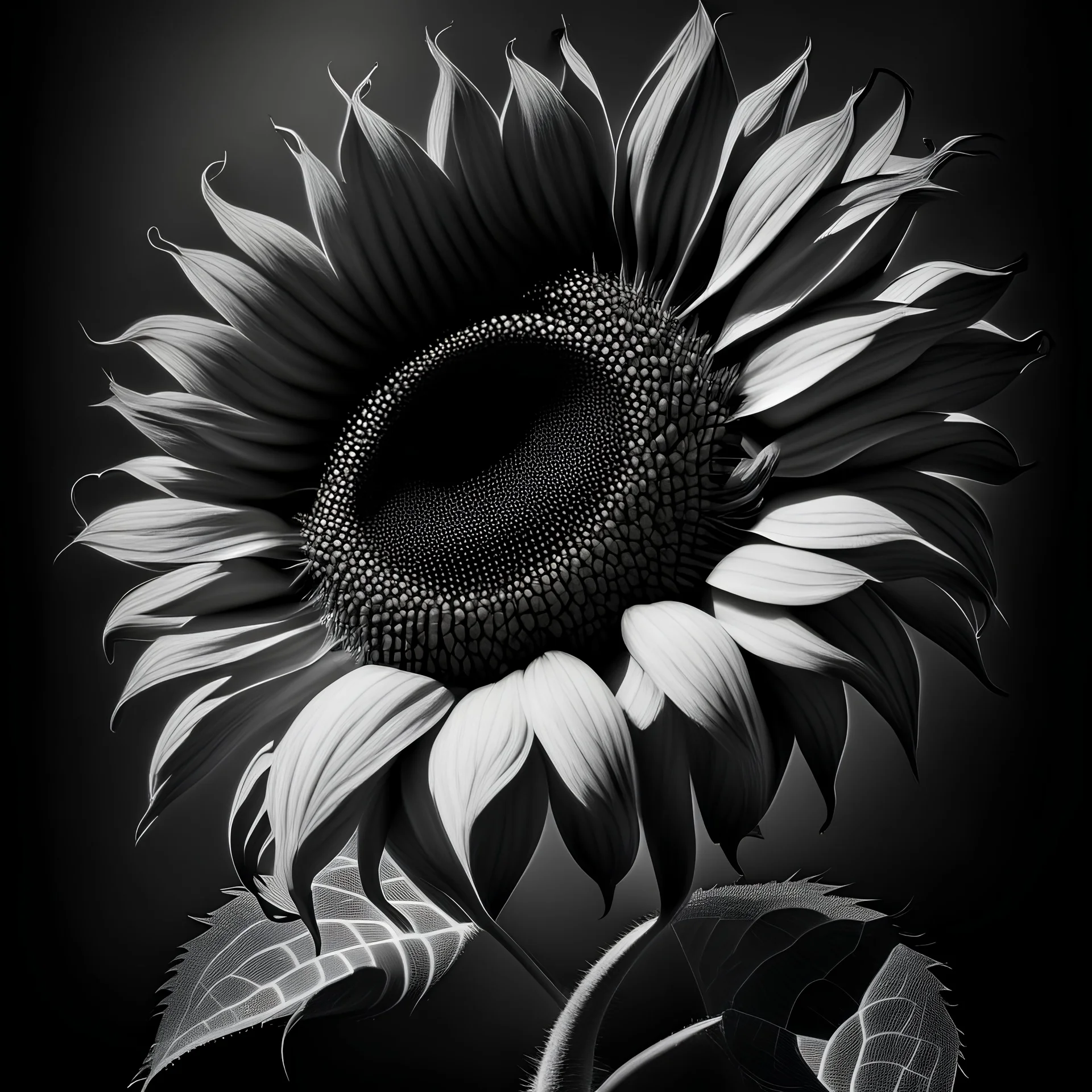 stylized sunflower bw