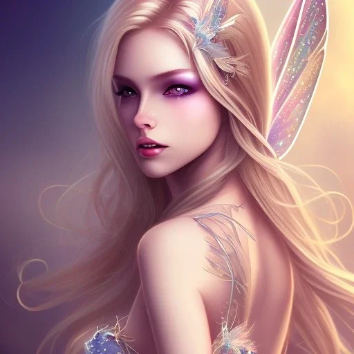 magnifique belle sexy fairy souriante avec de magnifiques ailes et des cheveux longs blonds,yeux bleus