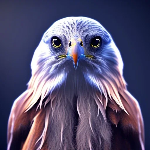 portrait of a bird of prey, feathers, extremely sharp detail, finely tuned detail, ultra high definition, 8k resolution, dynamic lighting, unreal engine 5, ultra sharp focus, winter landscape, background trees