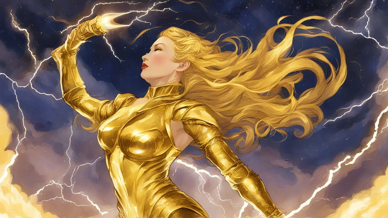 Text for a song about lightning space and beautiful golden women, text for a song