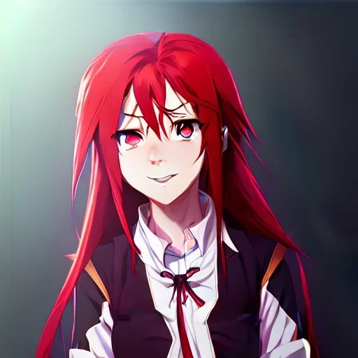 long red hair cute beatiful ritsuka fujimaru gudako anime manga high quality true art danganronpa style Fate Grand Order