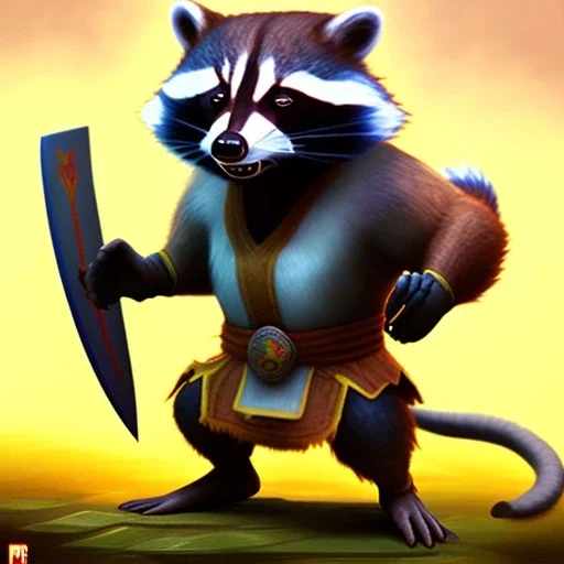 racoon fighter warrior monk smack, furry body