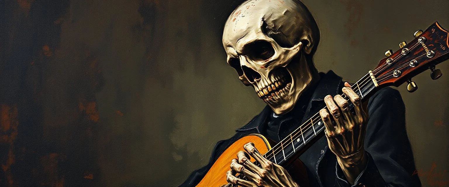 master oil painting by Rembrandt, Zombie blues artist
