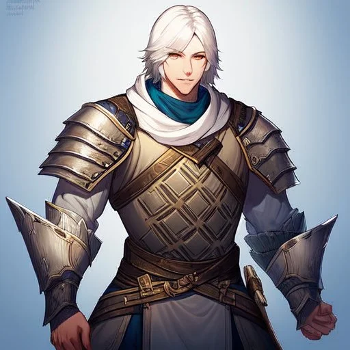 A nord male battlemage from Skyrim, full plate armor, white hair of medium length