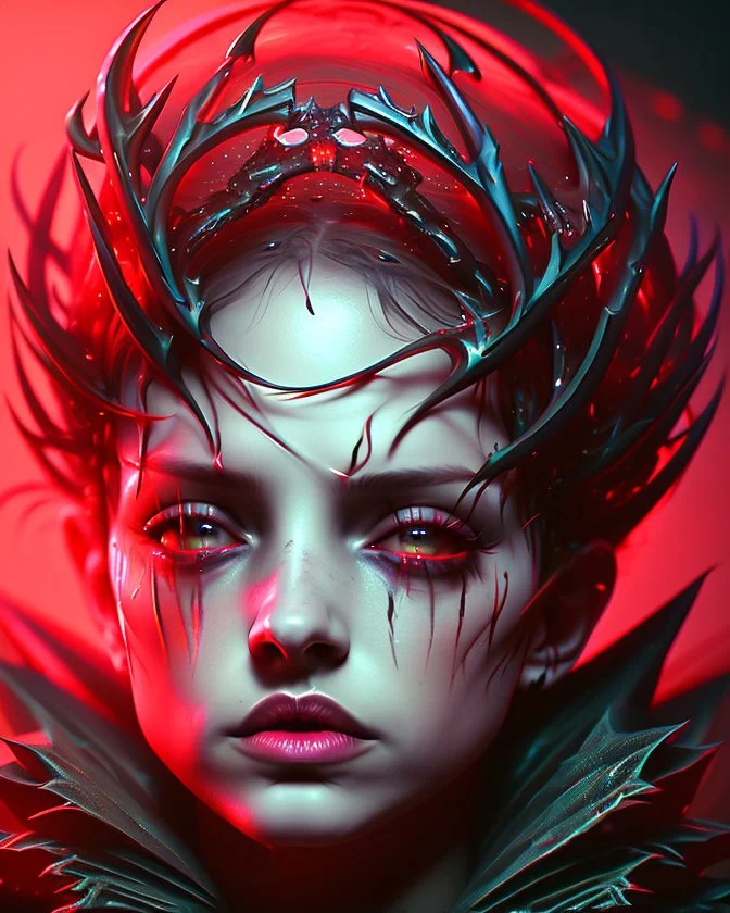 Queen of darkness painting , violent, high delicate defined details, beautiful, atmospheric, rain, matte, 3 d 8 k octane rendered, sharp focus, illustration, holographic undertones, high detail, ultra realistic, highly saturated colors