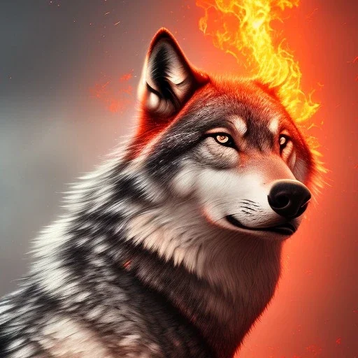 Wolf, red, fire, lava, 8K, dramatic lighting, masterpiece, expert, sharp focus