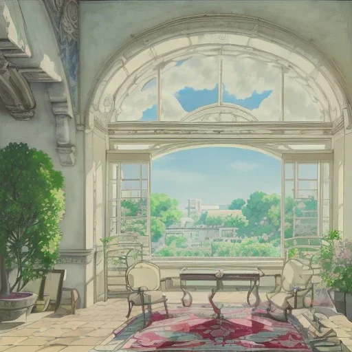  Living room with a big full wall window view on mediterranean city on sea , white Beaux Arts architecture,interior design,point of perspective,by Jean Baptiste Monge, Epic cinematic, brilliant stunning, intricate, meticulously, detailed, dramatic atmospheric, maximalist digital matte painting