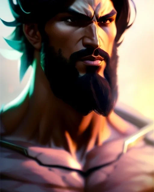 Akshan from League of Legends, Male, full-scale head and shoulders portrait, 8k resolution concept art portrait by Greg Rutkowski, Artgerm, WLOP, Alphonse Mucha dynamic lighting hyperdetailed intricately detailed Splash art trending on Artstation triadic colors Unreal Engine 5 volumetric lighting Splash art fantasy