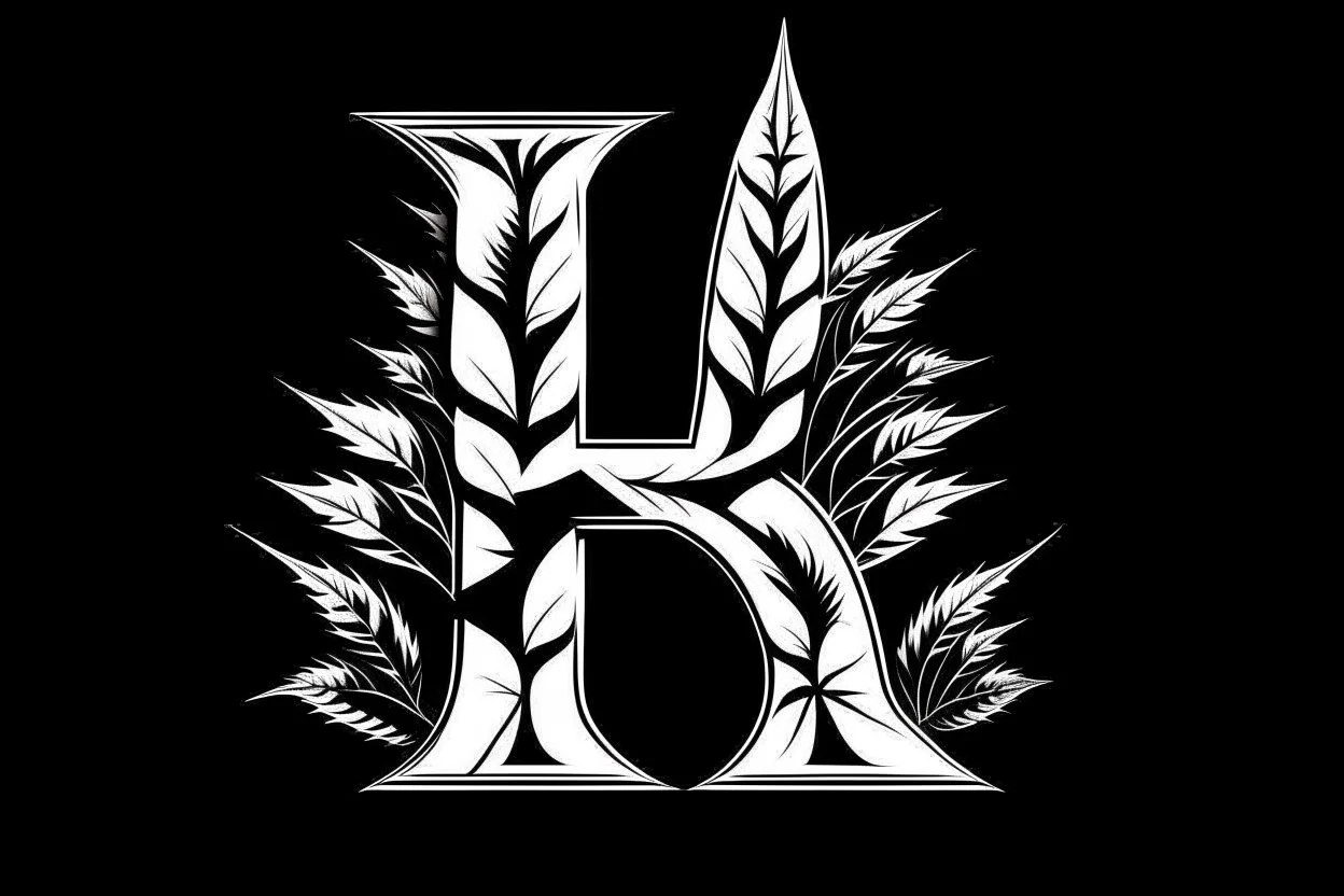 LETTER 'B' CANABIS LEAF BLACK AND WHITE RASTA