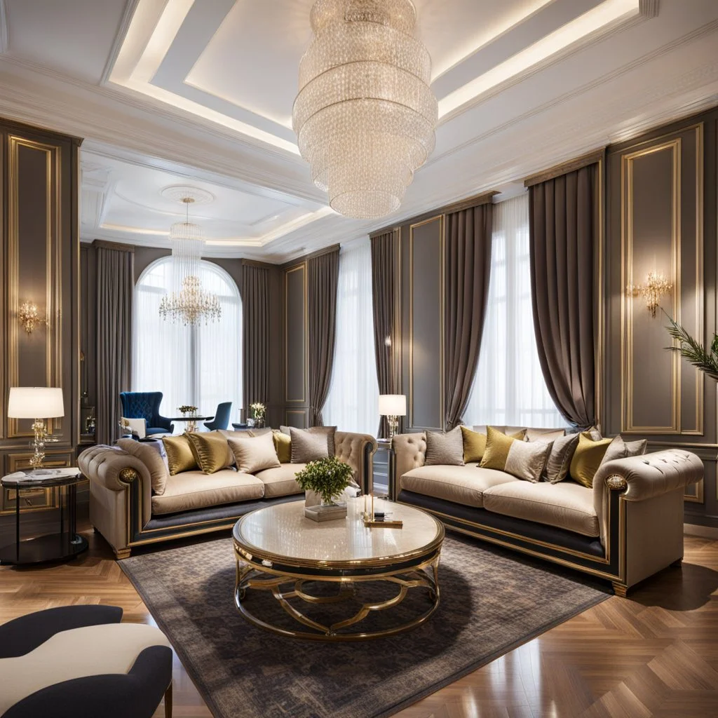 luxury room with luxury furniture ,wide floor for dancing