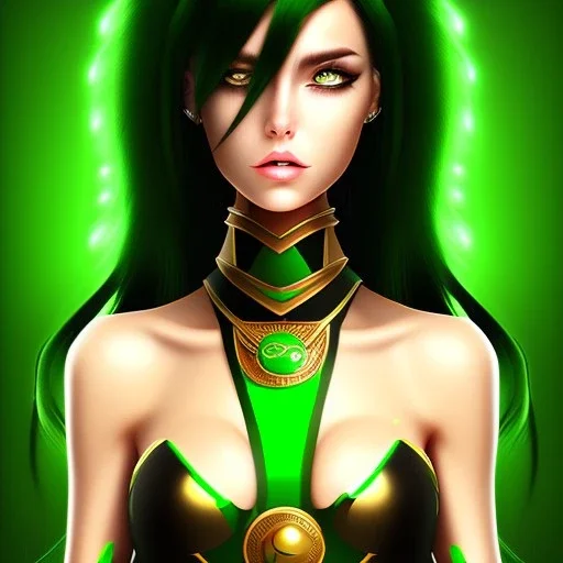 fantasy setting, multicolored hair, green and black hair, more black hair, more black hair