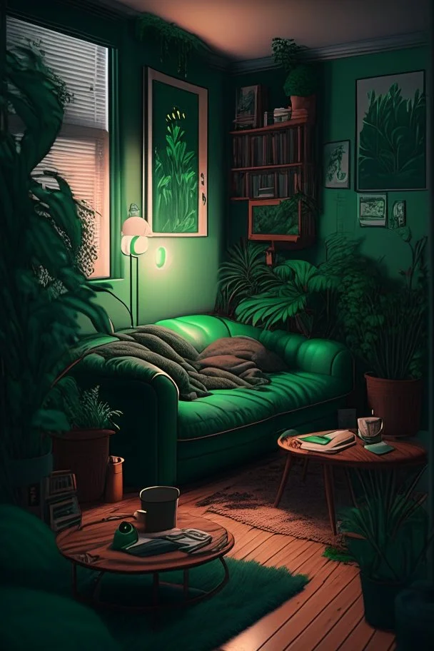 cozy vibes art green room