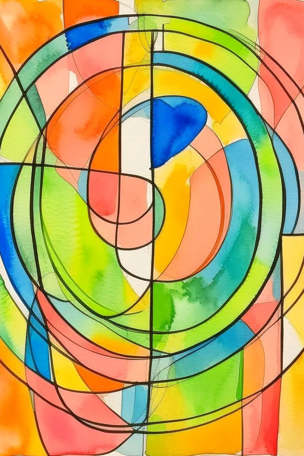 Abstract watercolour in the style of Barbara Hepworth