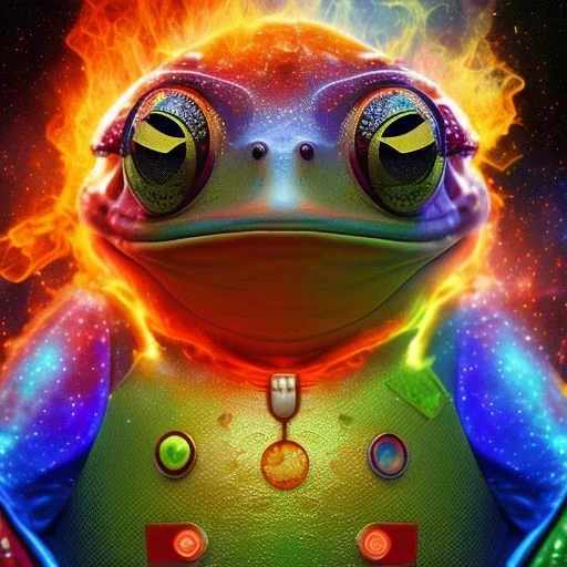 Fire euxtinguiser in space ridig frog überdetailed vivid dreamphoto 8k