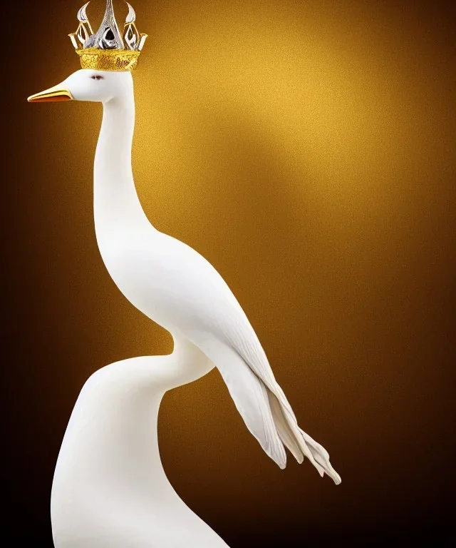 portrait of majestic, proud white goose with a gold crown, sitting in castle, 8k resolution, high-quality, fine-detail, intricate, digital art, detailed matte, volumetric lighting, illustration, 3D octane render, brian froud, howard lyon, selina french, anna dittmann, annie stokes, lisa parker, greg rutowski