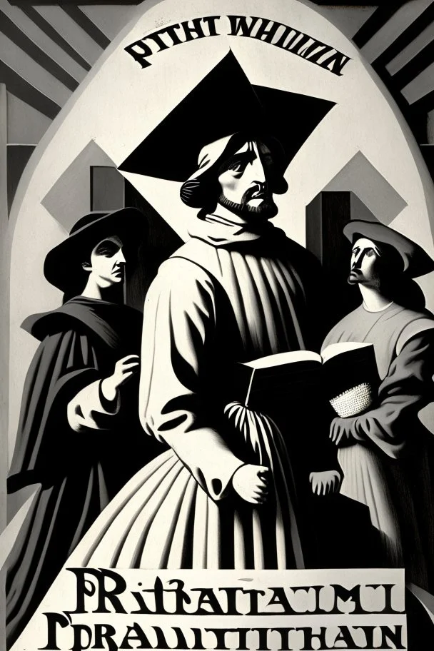 Puritan Propaganda; black and white with several shades of brown; Socialist Realism; Constructivism