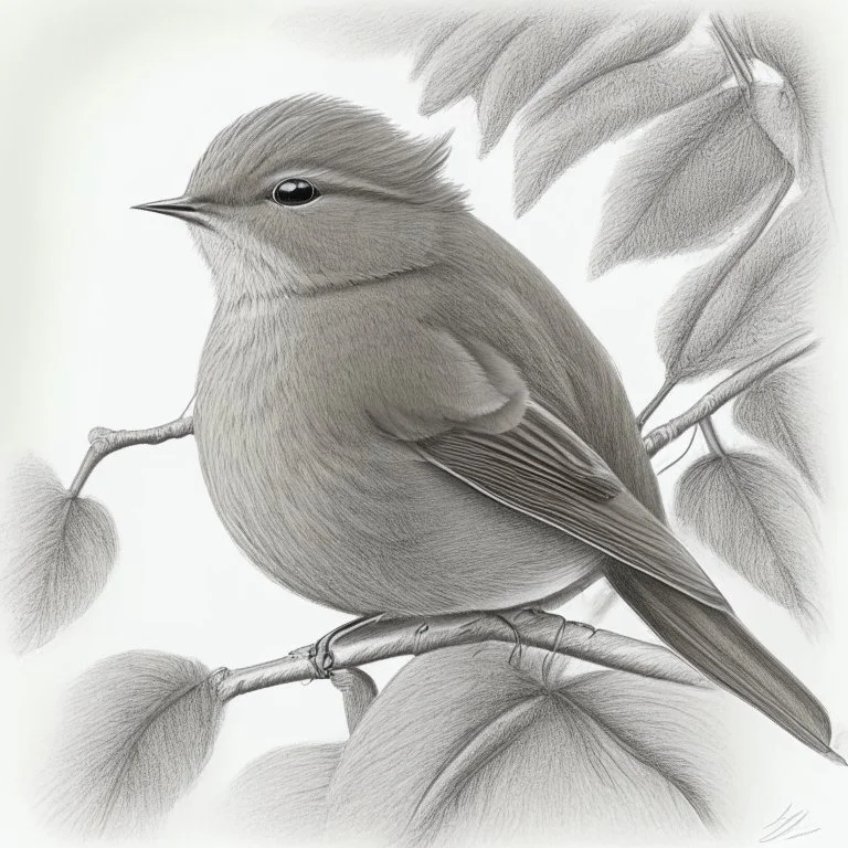 Realistic portrait drawing of a garden warbler tit