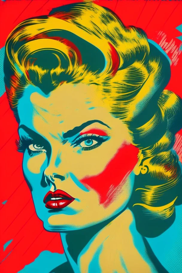 Strong women painted portrait from the 50s feminism pop art