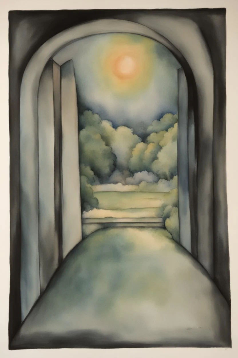 The Ego Tunnel; Cezanne; Celestial Art; Ink Wash; Black With Iridescent Pastels