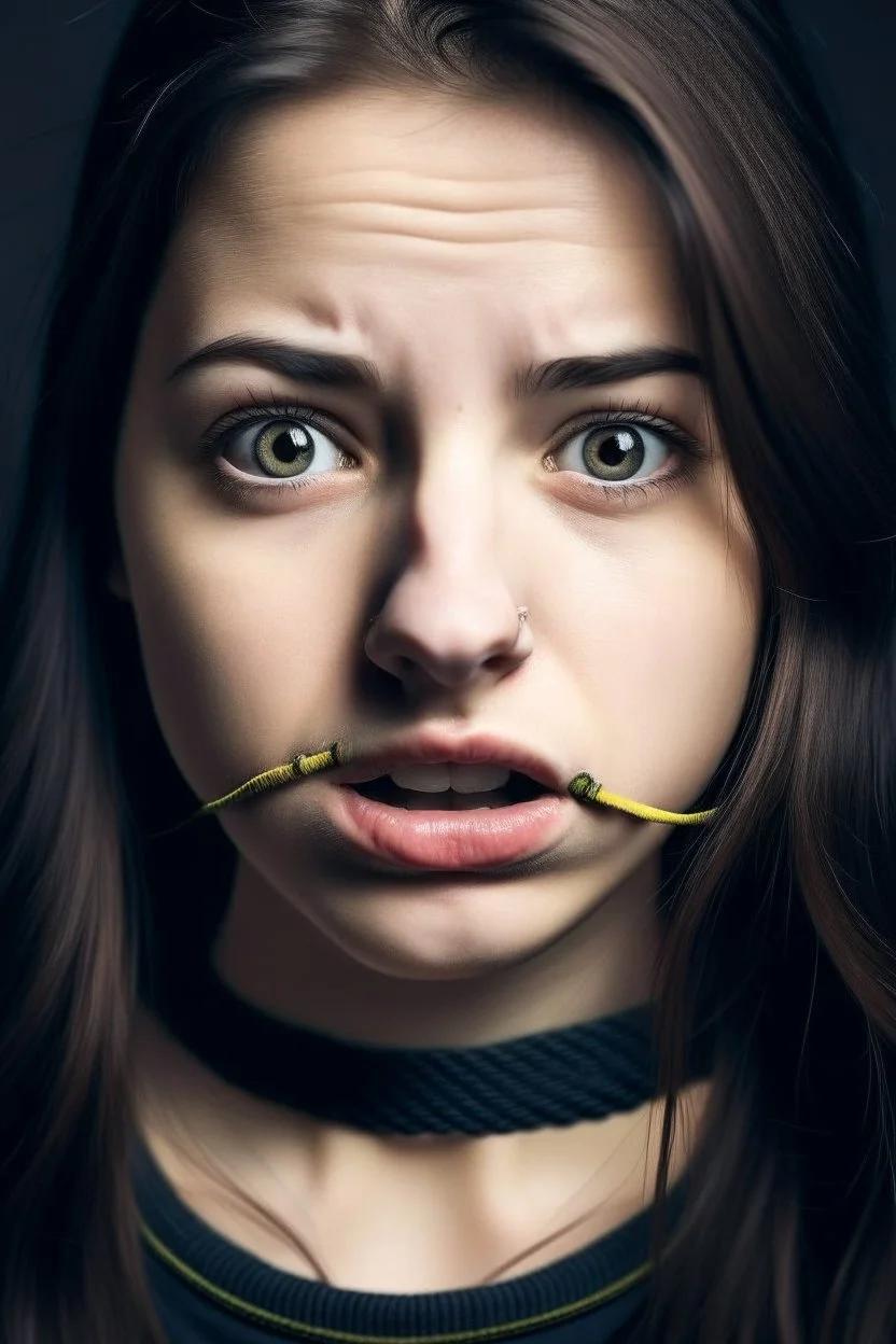 A girl gagged above you