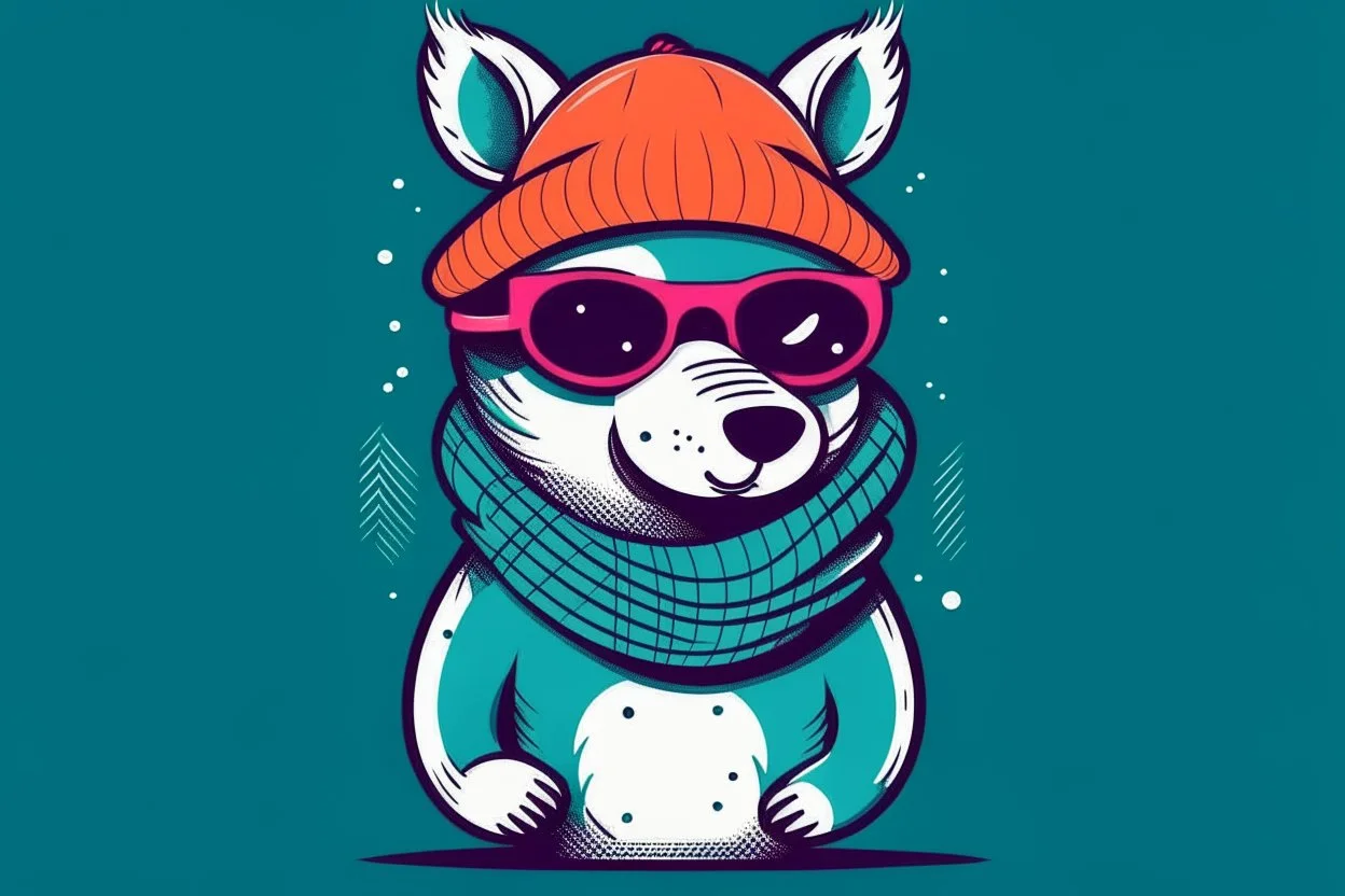 cool fun winter winter wear design party animal theme simple 3 colours design