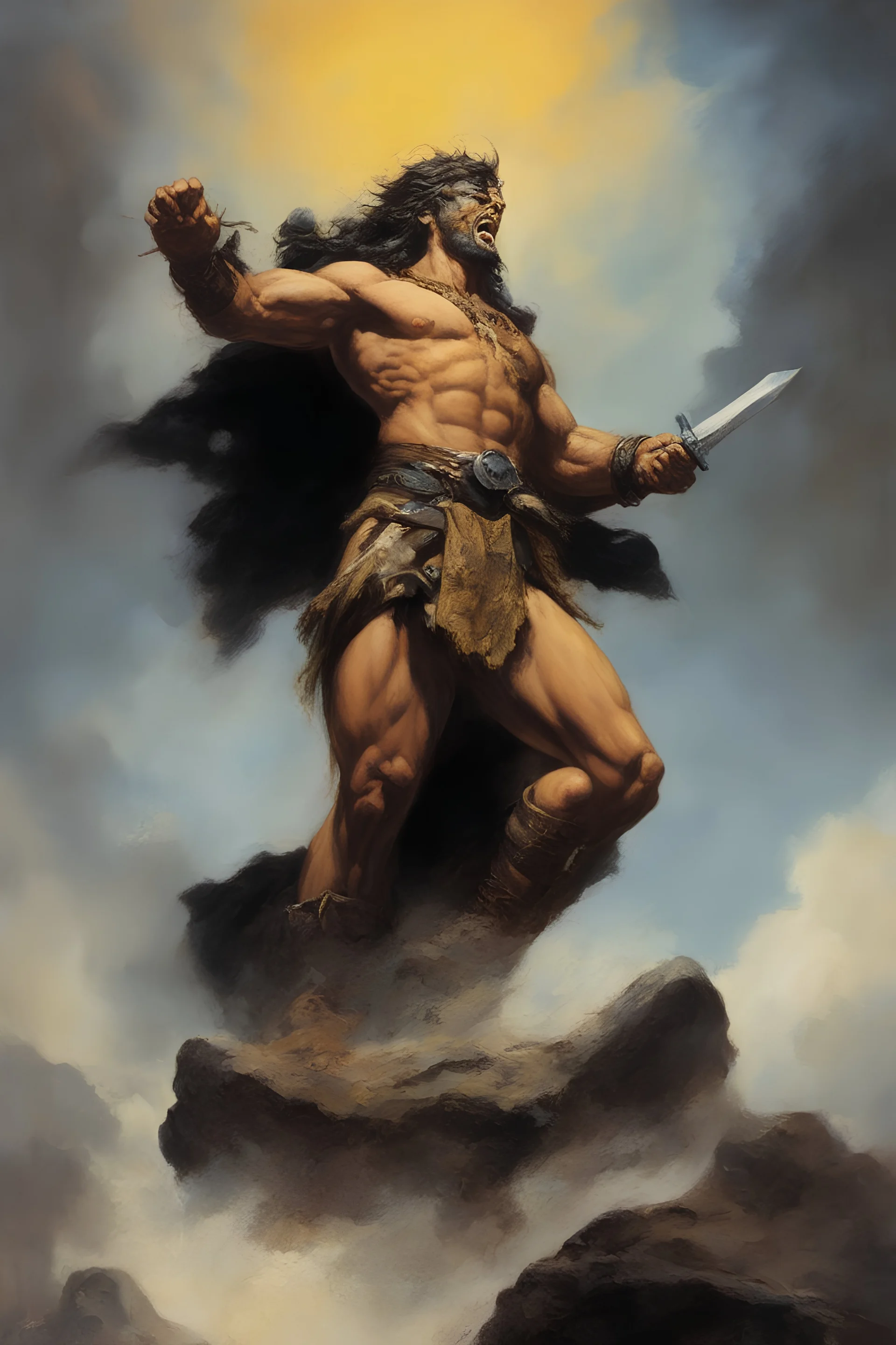 full color - Praise the Lord - oil painting by Frank Frazetta