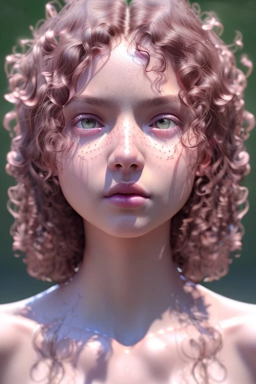 April, Summer Fashion, full body,smooth soft skin, curly hair, detailed eyes, detailed face, looking into camera, intricate, summer outfit, pink, back lighting, realistic concept art, digital painting, rich 3d render, hyper-realistic painting, cinema 4D render, art by WLOP, by Agnes Cecile, Michael Whelan