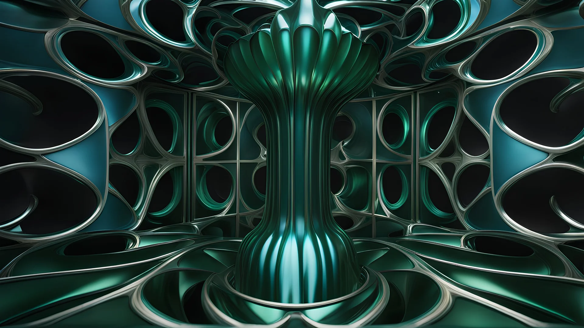 High-end, Die Partei sculpture, green blue glass 4th dimensional liquid space, awesome cinematic-quality photography, symmetrical Four-dimensional space (4D) Art Nouveau-visuals, Vintage style with Octane Render 3D technology, hyperrealism photography, (UHD) with high-quality cinematic character render, Insanely detailed close-ups capturing beautiful complexity, hyperdetailed, intricate, 8k