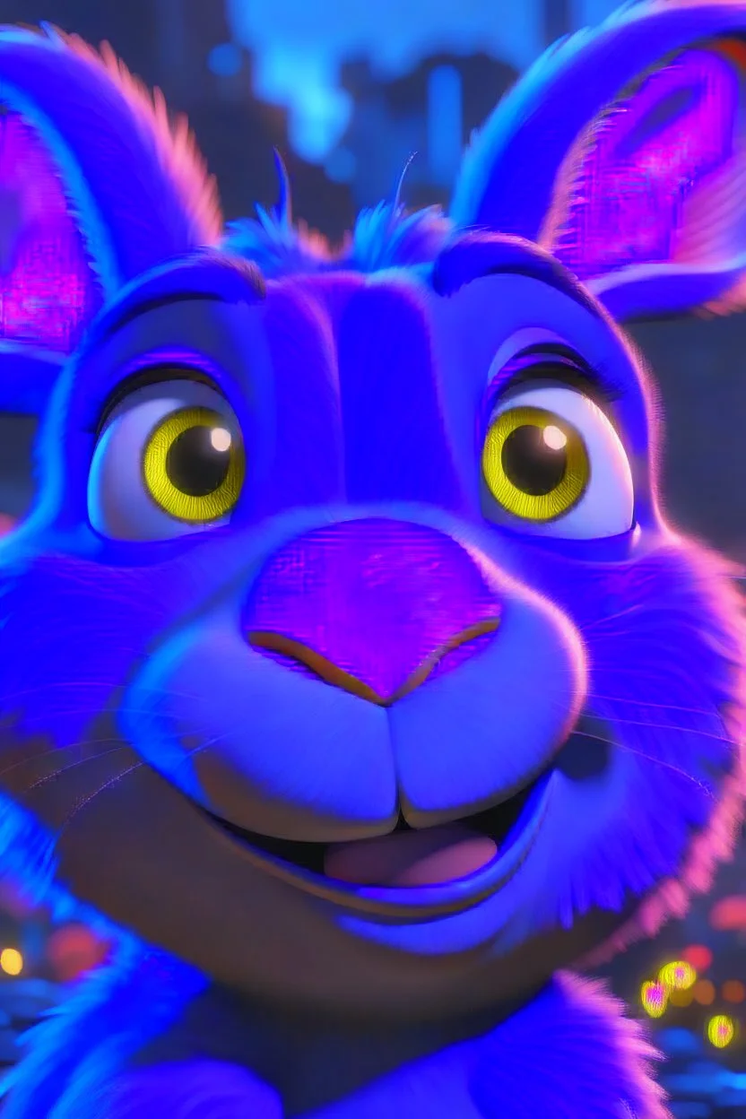 Movie poster for a Disney-Pixar movie about a giant gray flemish giant rabbit with purple eyes named Amie