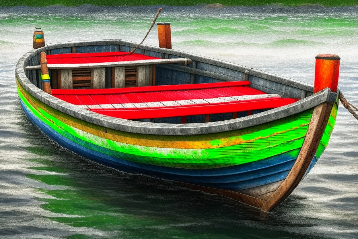 Fisherboat, realistic, colorfull, ocean, small boat, rowing boat