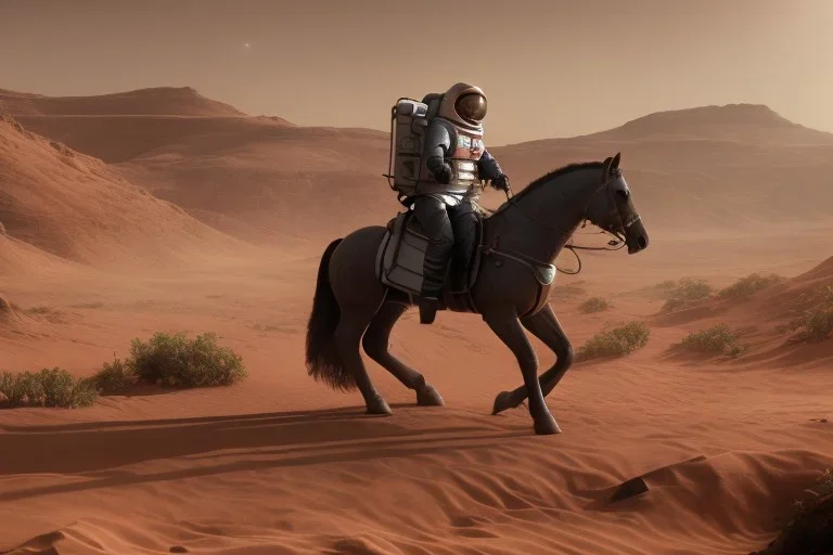 Riding horse astronaut mars unreal engine 5, octan render