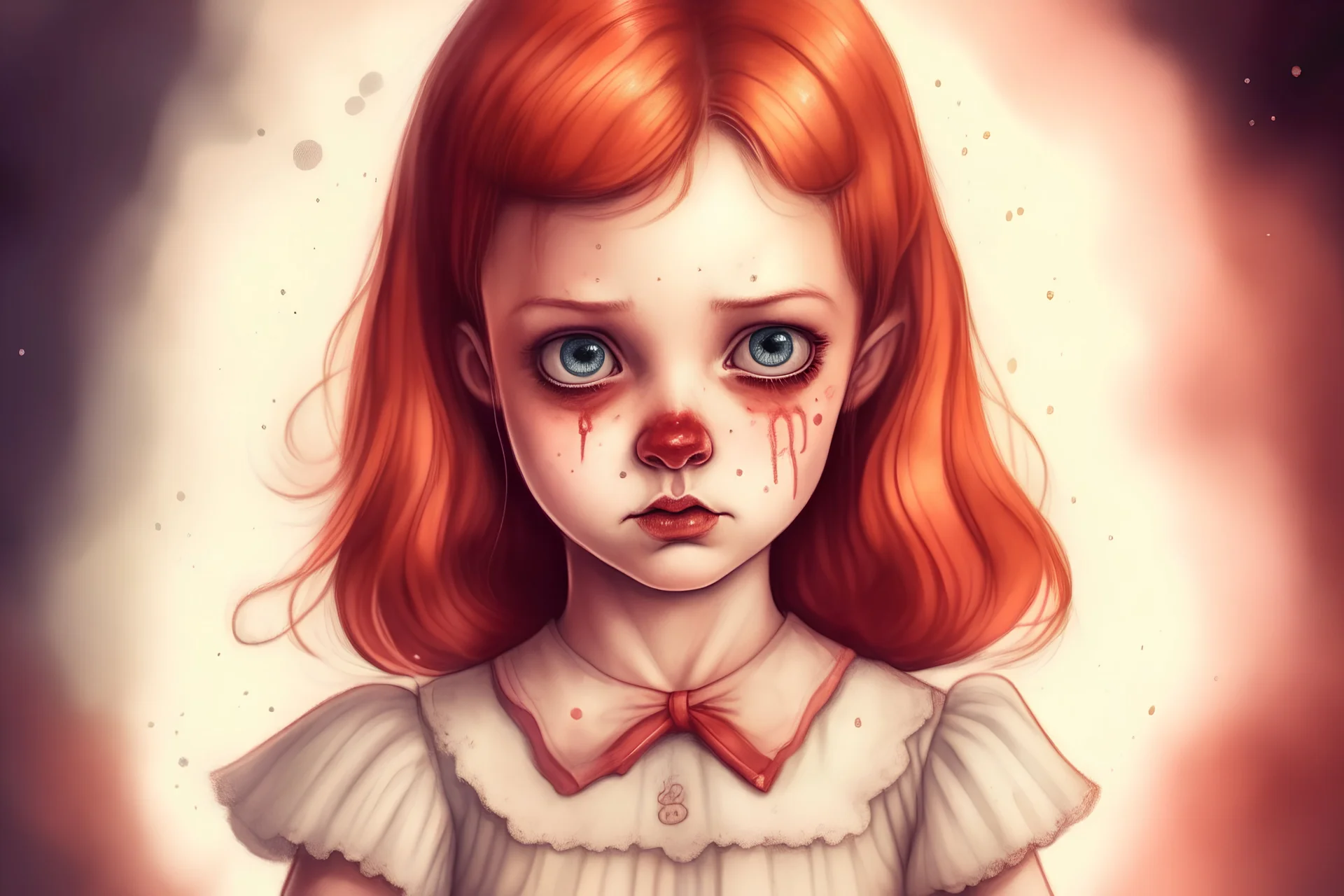 draw annabelle figure in watercolor and oil painting style