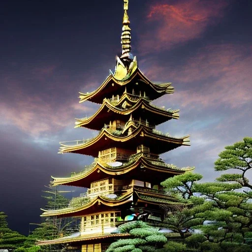 Yasaka Pagoda at the end of Sannen Zaka Street in Kyoto Japan, flickering light, morning sky mist, 8k, high-quality, ultrafine-detail, intricate, detailed matte painting, digital art, brian froud, howard lyon, anna dittmann, Greg Rutowski, alphonse mucha