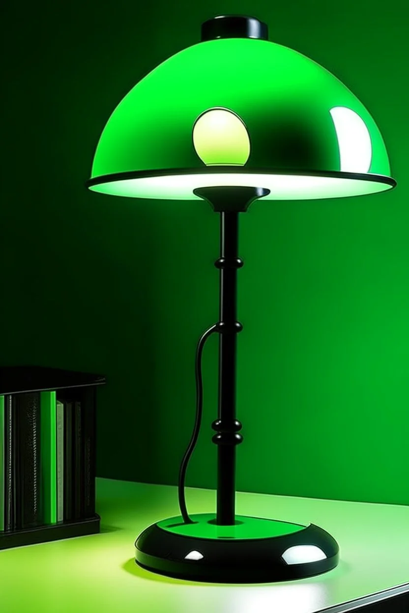 gaming table lamp inspired by knee, modern design, black and green color