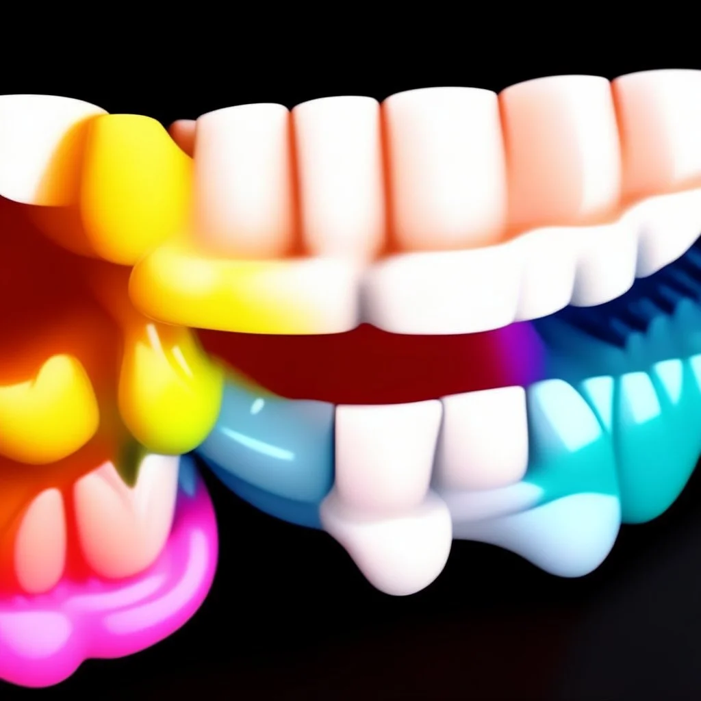 Rainbow colored teeth 3D